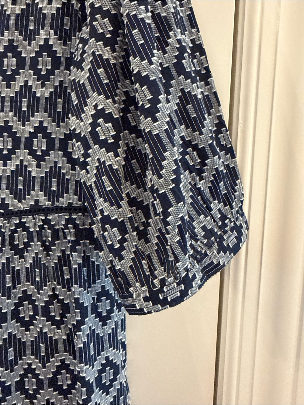 Tecovas Tiered Midi Dress in Navy Geo Print - Picture 5 of 7